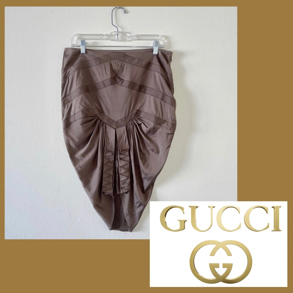 Authentic Gucci Brown Silk Skirt